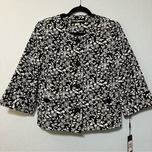 Karl Lagerfeld Black and White Floral Blazer